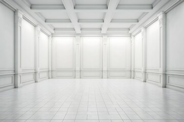 Empty white room interior Generative AI