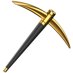 3d icon of a black and gold pickaxe