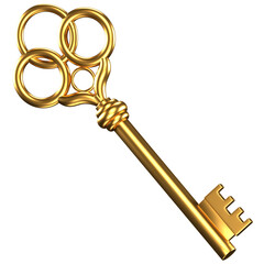 3d icon of an special golden key
