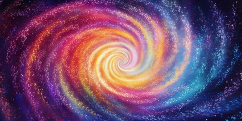 Poster Glittering Galaxy Spin: Shimmering Rainbow Fairy Dust. Generative AI. © Bartek