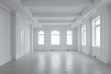 Empty white room interior Generative AI