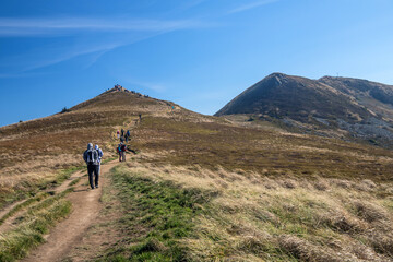 Obraz premium Tourists traffic in Bieszczady mountains, Poland