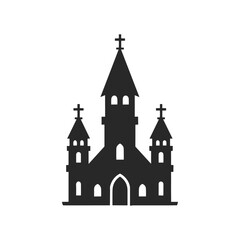 Vector silhouette of Christian church house classic icon symbol black color isolated on white background