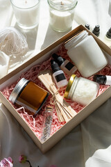 Candle DIY gift box with soy wax, candle, wickes and essential oil for candle crafting