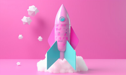 finance start technology business space rocket spaceship launch bitcoin startup. Generative AI.