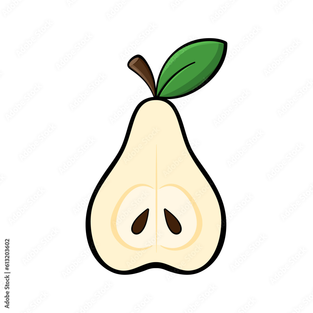 Wall mural Cut pear flat illustration. Stylized flat vector clip art. Best for web, print, package, advertising, logo creating and branding design.