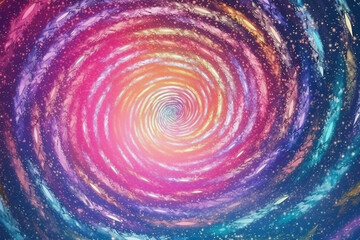 Iridescent sparkle rainbow fairy dust spiral swirl. AI generative