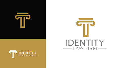 Vector greek column letter T logo design for lawyer business identity.