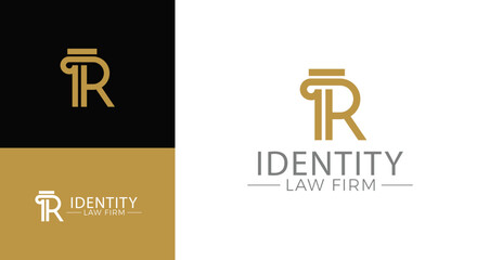 Vector greek column letter R logo design for lawyer business identity.