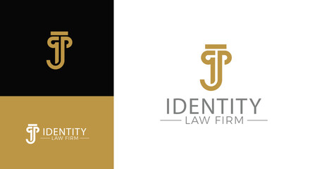 Vector greek column letter J logo design for lawyer business identity.