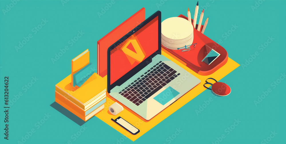 Poster laptop background gadget technology digital computer business web colours design desktop. generative
