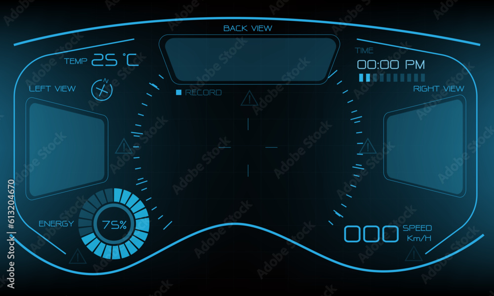Poster hud sci-fi interface screen view design virtual reality futuristic technology display vector