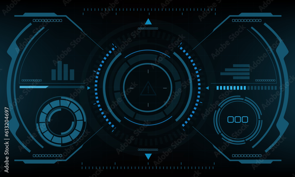 Poster hud sci-fi interface screen blue view design virtual reality futuristic technology display vector