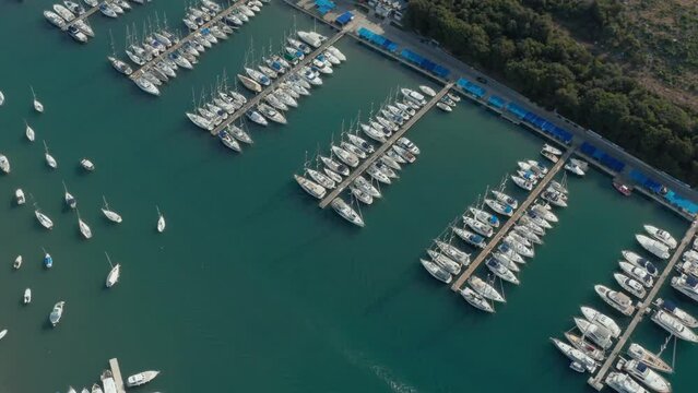 Marina docks with sailboats and piers