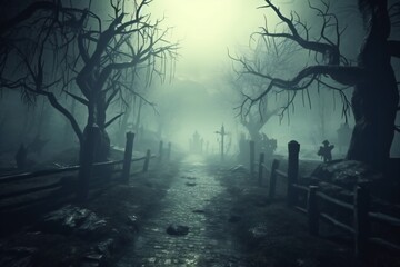 Creepy halloween background with soft fog Generative AI