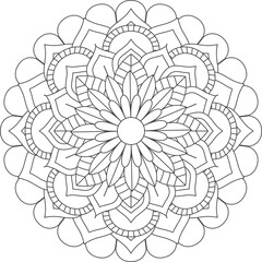 Vector illustration pattern mandala art coloring isolated on white background