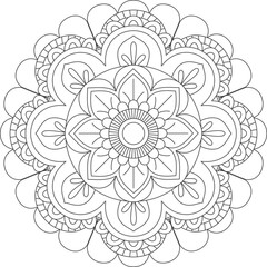 Vector illustration pattern mandala art coloring isolated on white background