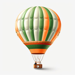 A green, white, and orange hot air balloon. Generative AI.