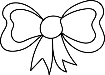 knot ribbon art line for coloring, doodle ribbon bow hand drawn