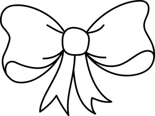 knot ribbon art line for coloring, doodle ribbon bow hand drawn