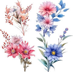 Fototapeta na wymiar watercolor floral illustrations, botanical art, nature-inspired paintings vibrant floral art