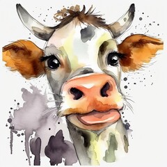 Watercolor cow (generative ai)