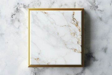 White and gold marble slab frame on marble texture Generative AI