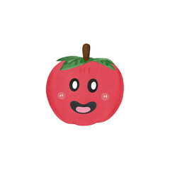 red apple with a smile