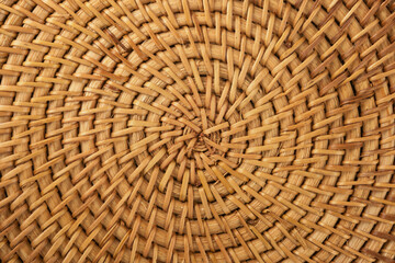 Rattan Round woven Placemat, texture, close up, mock up. Abstract textured. Top View from above