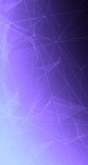 Purple blue gradient vertical web banner background. Fantasy abstract technology, engineering and science wallpaper with particles and plexus connected lines. Wireframe 3D illustration and copy space