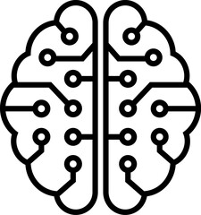 Human cybernetic human brain icon in outline style.