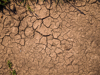 Texture of the dried earth with clay and sand, close-up     