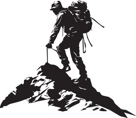 Naklejka premium Climbing the mountain, man climbing a mountain, Vector illustration, SVG