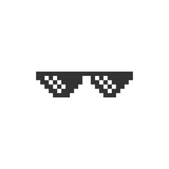 Thug life meme like glasses in pixel art style trend modern logotype graphic. 8bit Sunglasses.