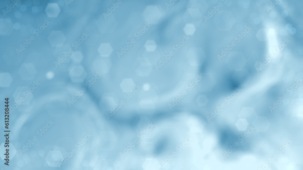 Poster light blue silver displaced gentle objects with bokeh bg - abstract 3d rendering