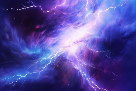 Abstract gradient art style, an electrifying lightning storm with an intense mood. AI generative