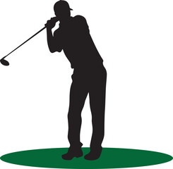 Man play golf, Golf player silhouette, Vector illustration, SVG