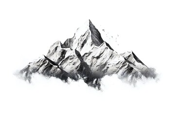 Mountains tattoo design element on white background Generative AI