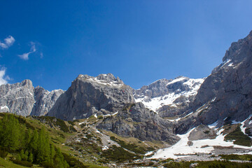 Fototapeta na wymiar Landscape in the Austrian Alps of the Dachstein region (Styria in Austria)