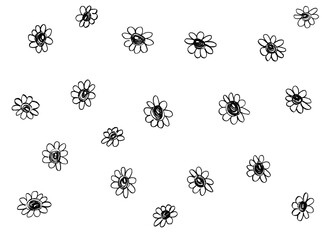 Black decorative flowers on a white background - graphic image