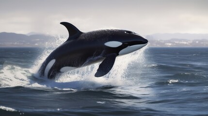 Fototapeta premium Beautiful killer whale in the ocean, Generative AI