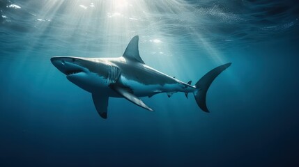 Obraz premium Great White Shark in the Ocean, Generative AI