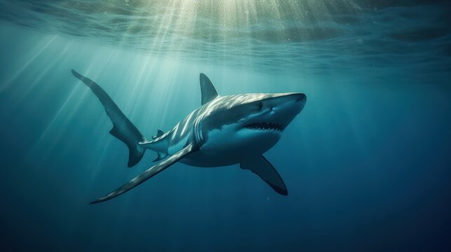 Great White Shark in the Ocean, Generative AI