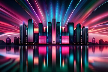 night city skyline illustration generated by Ai 