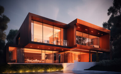 modern house 3d rendering, generative AI