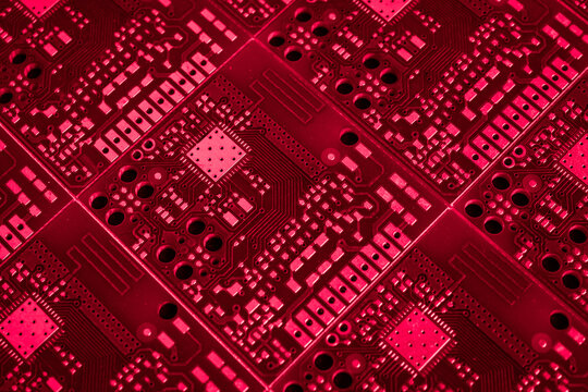 red printed circuit board with gold plating
