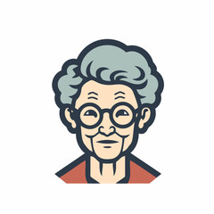 Elderly woman with glasses. Vector illustration in flat style.