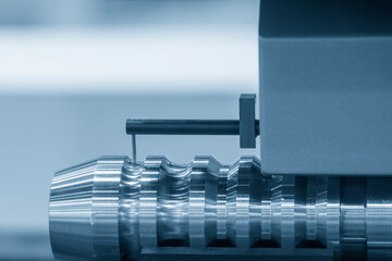 The close up scene surface roughness tester with the metal shaft parts.