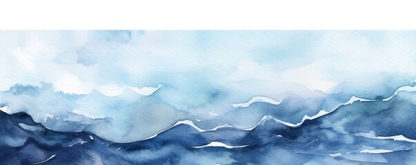 Obraz premium Minimal light and dark blue simple soft aerial ocean wave watercolor texture Generative AI