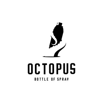 vector silhouette of an octopus wrapped around a spray paint bottle